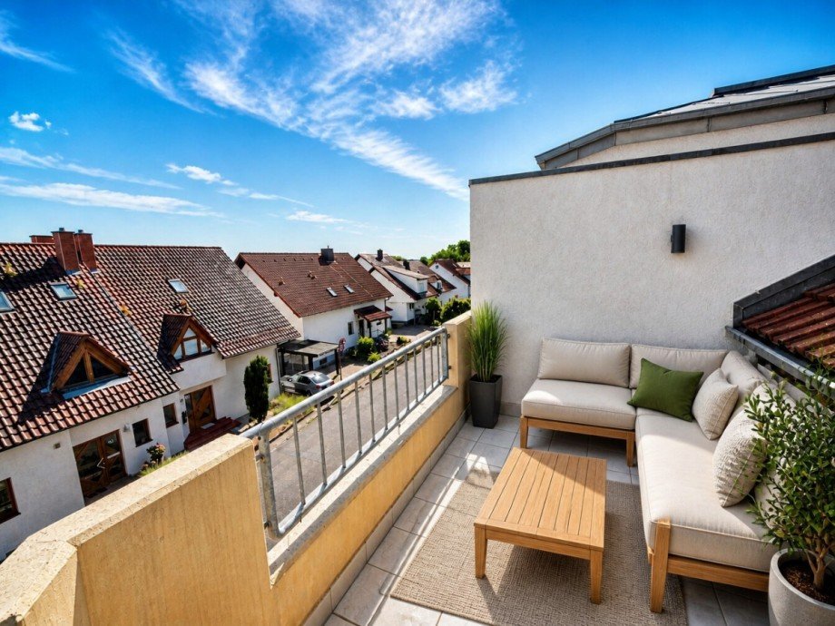 M�blierungsvorschlag Balkon KI generiert Maisonettewohnung Malsch