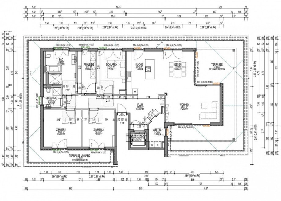 Grundriss mit Ma�en Penthousewohnung Sinsheim