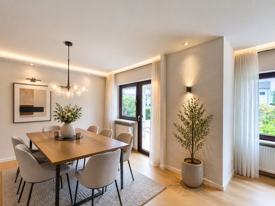 Renovierungsvorschlag Esszimmer KI Reihenendhaus Sinsheim