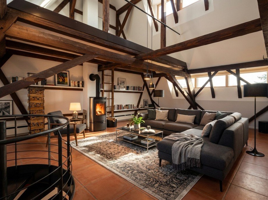 Wohnzimmer M�blierungsvorschlag Maisonettewohnung Mannheim / Seckenheim