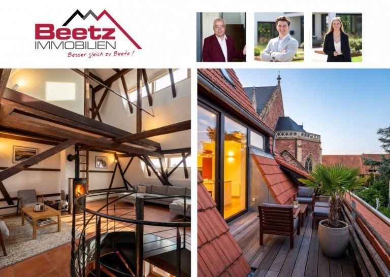 Beetz Immobilien Mannheim / Seckenheim Maisonettewohnung Denkmalschutz trifft modernes Leben: Offenes Wohnerlebnis mit Kamin und Blick ins Gr�ne