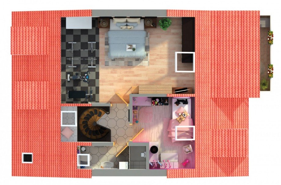Grundriss oben Maisonettewohnung Sinsheim