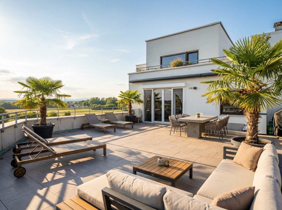 Terrasse M�blierungsvorschlag Penthousewohnung Neuhofen