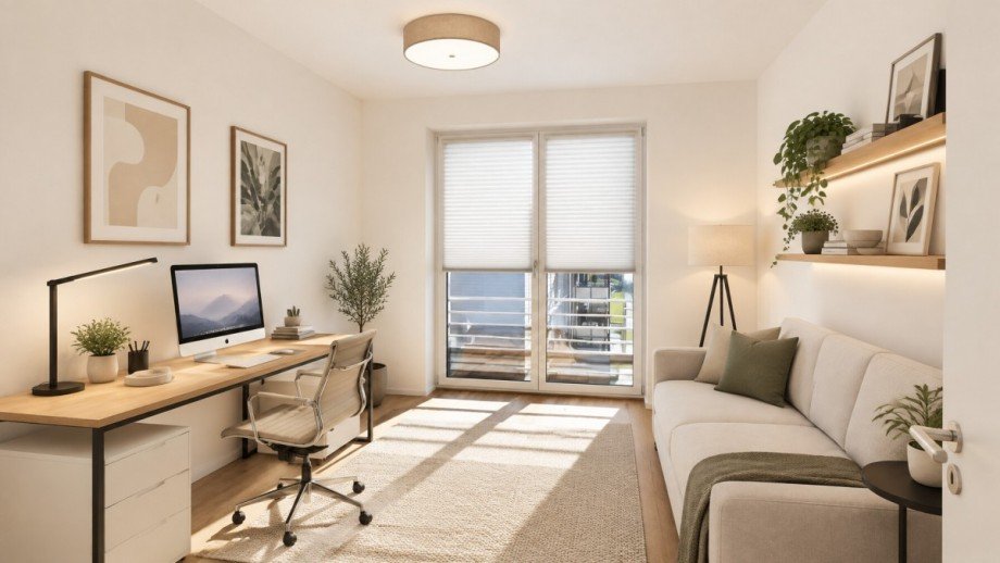 M�blierungsvorschlag Arbeitszimmer KI generiert Etagenwohnung Kronau