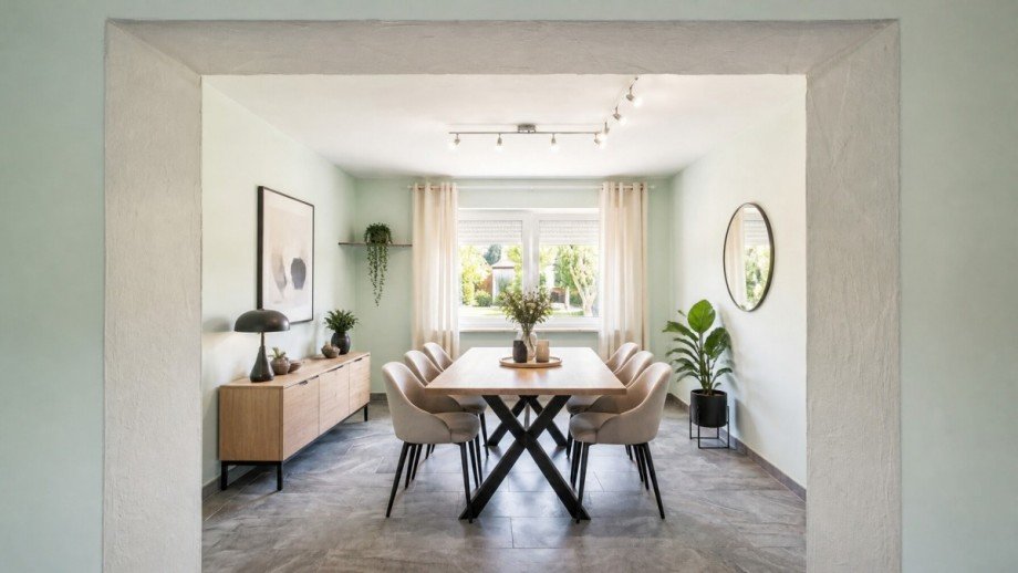 M�blierungsvorschlag Esszimmer Einfamilienhaus Sinsheim / Waldangelloch